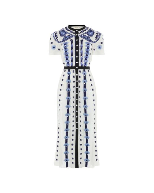 Temperley London Blue Edith Embroidered Shirt Dress