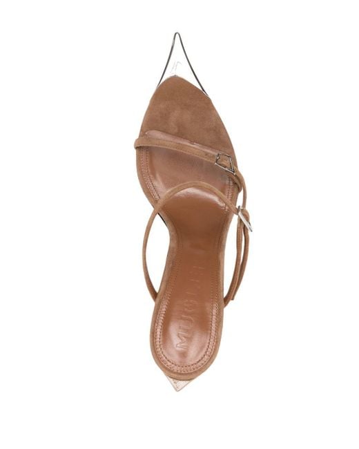 Mugler Brown 95mm Suede Sandals