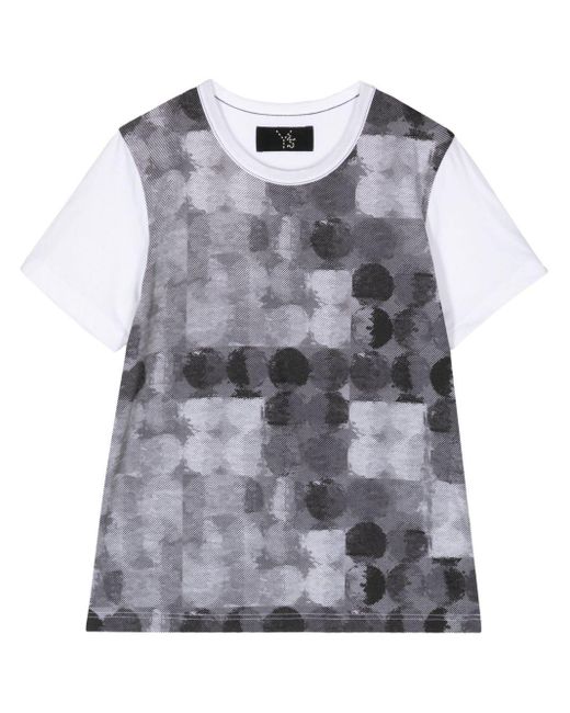Y's Yohji Yamamoto Gray Geometric-print Cotton T-shirt