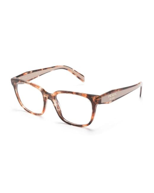 Prada Brown Tortoiseshell-Effect Square-Frame Glasses