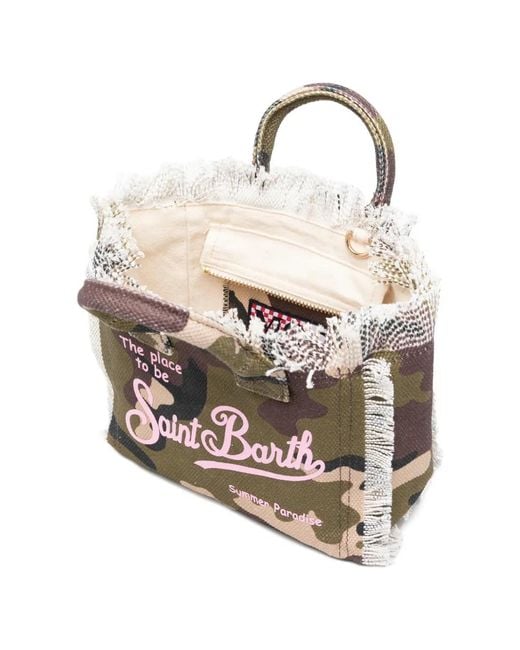 Mc2 Saint Barth White Camouflage-Print Frayed Beach Bag