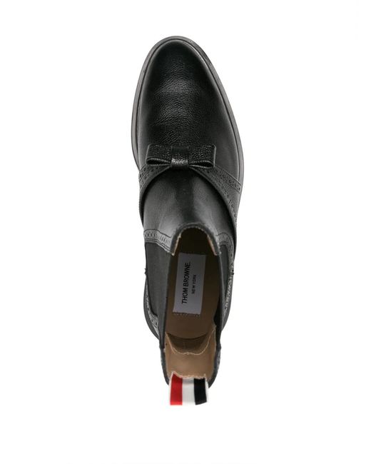Thom Browne Black Bow-Detailing Leather Chelsea Boots