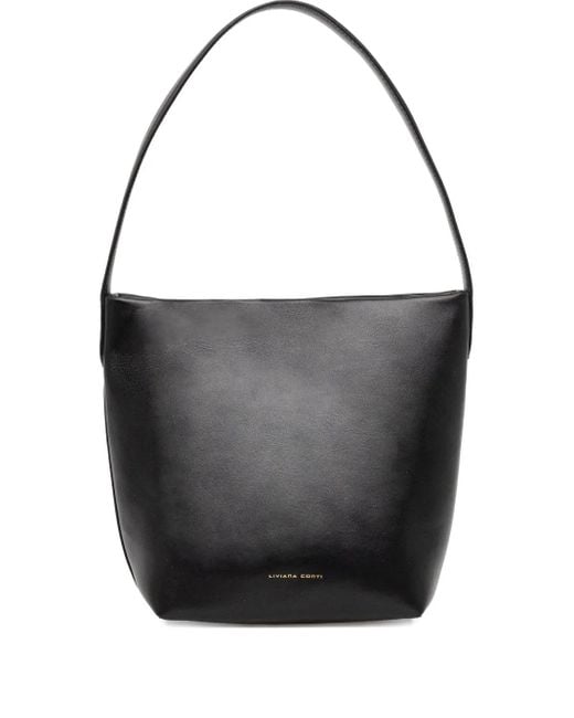 Liviana Conti Black Logo-Lettering Tote Bag