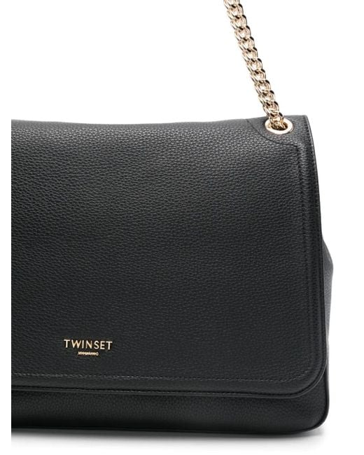 Twinset Black Chain-Strap Leather Shoulder Bag