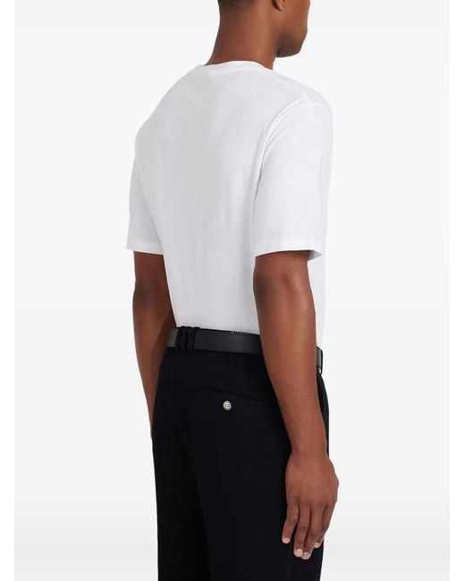 Balmain White Leather B-Buckle Belt for men