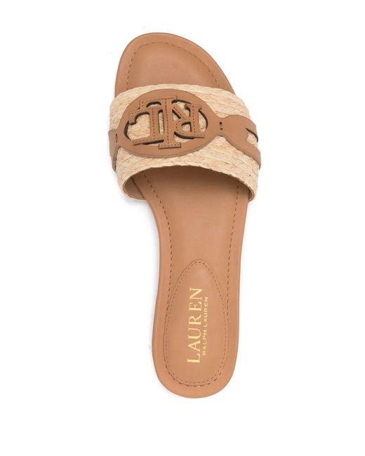 Ralph Lauren Natural Alegra Leather Slides