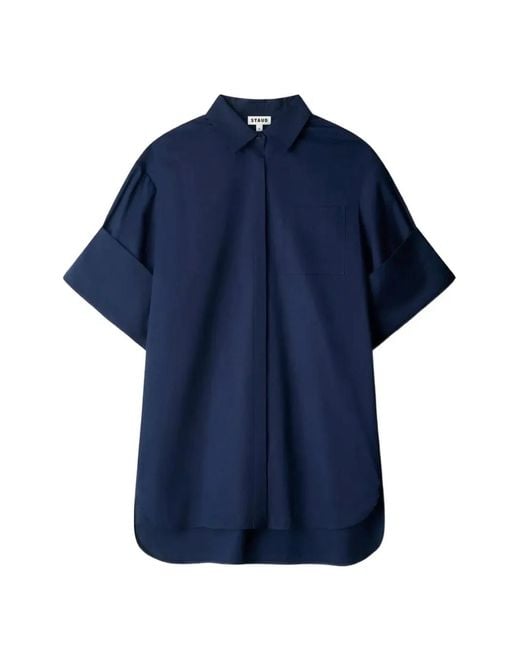 Staud Blue Nico Short-Sleeve Dress