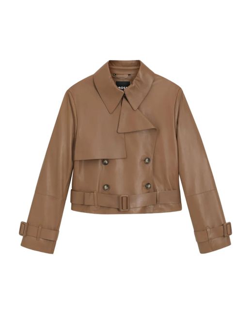 Boss Brown Belted Double-Breasted Jacket