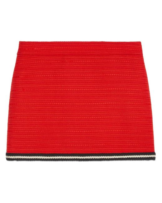 Gucci Red Braided-trim Wool Miniskirt