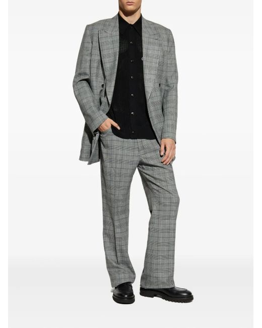 Amiri Gray Checked-Pattern Trousers for men