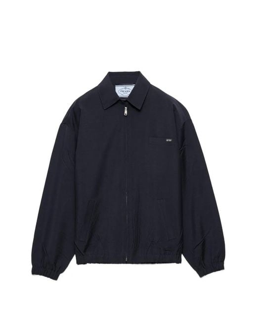 Prada Blue Mohair-Wool Blouson Jacket