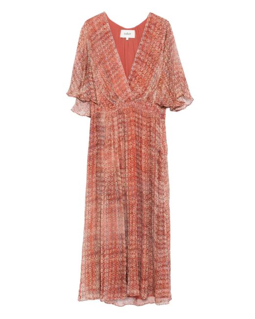 Ba&sh Pink Romance Pleated Print Midi Dress