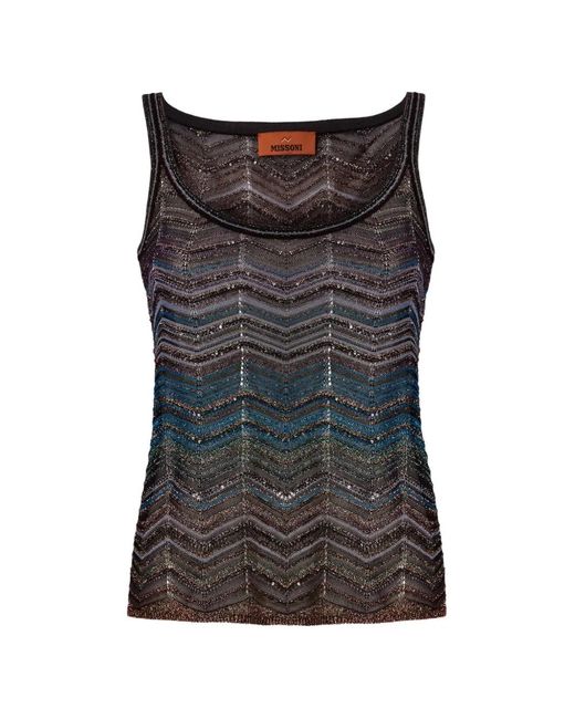 Missoni Black Chevron-Pattern Sequin-Detail Top