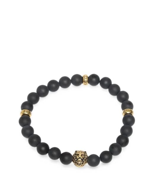 Guess Black Lion King Beaded Bracelet for men