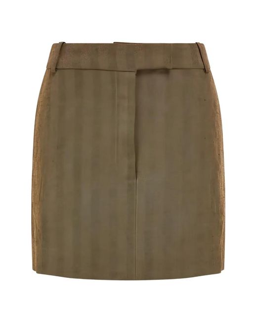 Ferragamo Green Herringbone Mini Skirt