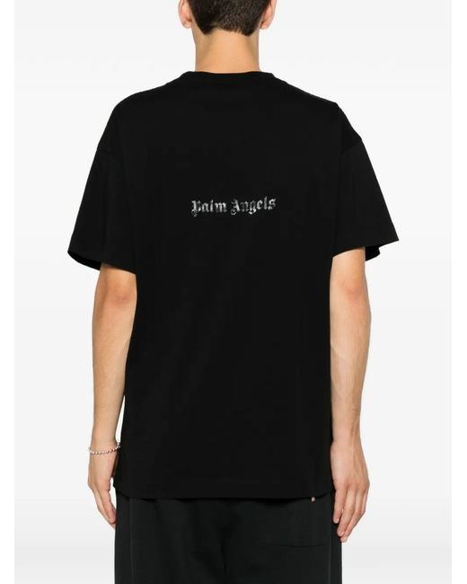 Palm Angels Black Life's A Beach Graphic-Print T-Shirt for men
