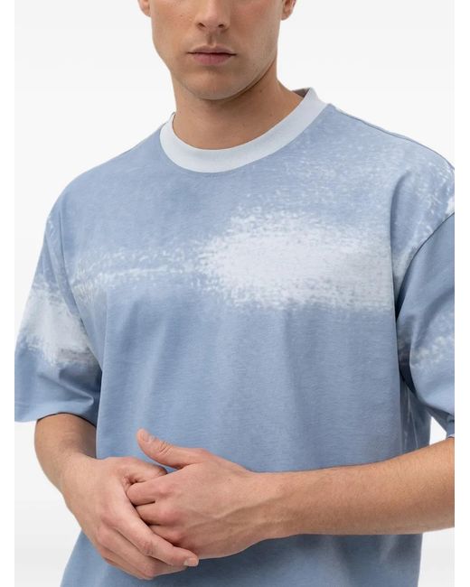 Boss Blue Spray-Effect Short-Sleeve T-Shirt for men