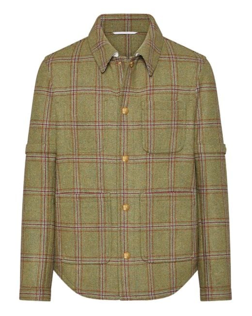 Thom Browne Green Hunting Tweed Overshirt for men