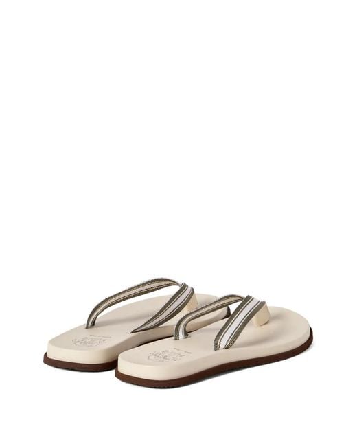 Brunello Cucinelli White Pool Slides for men