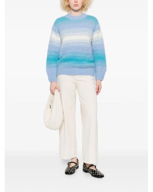 KENZO Blue Striped Crew-Neck Sweater