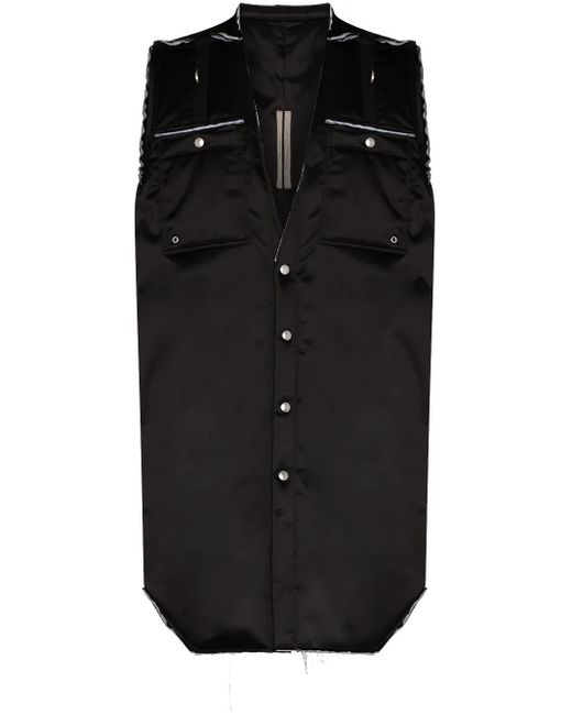 Rick Owens Black Outershirt Unfinished Gilet for men
