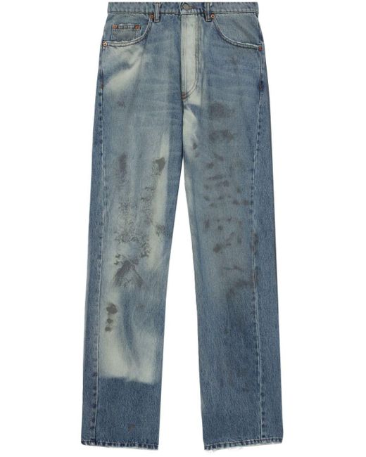Magliano Blue Unregular Officina Mid-rise Straight-leg Jeans