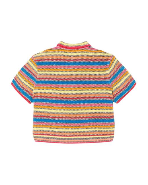 Re/done Blue Striped Short-sleeve Polo Cardigan