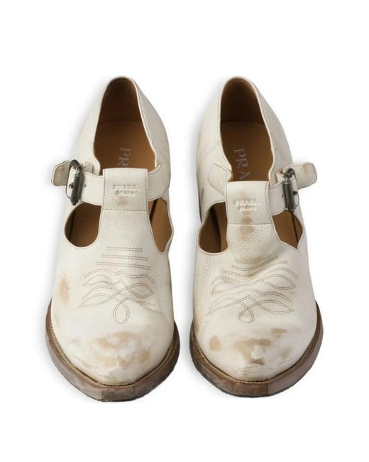 Prada Brown Buckle-Detail Stitched Loafers for men