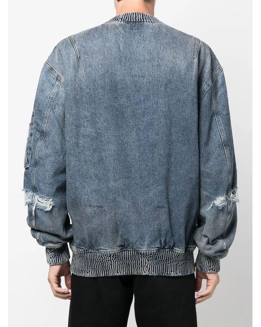 DIESEL Blue Denim Bomber Jacket for men