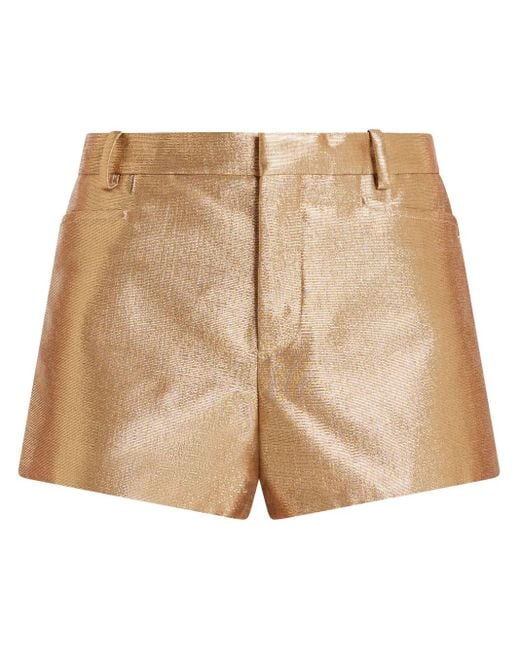 Tom Ford Natural Lurex-Detail High-Waisted Shorts
