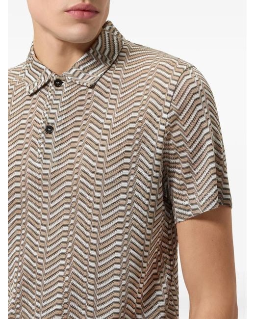 Missoni White Viscose And Cotton Polo Shirt With Greek Key Motif for men