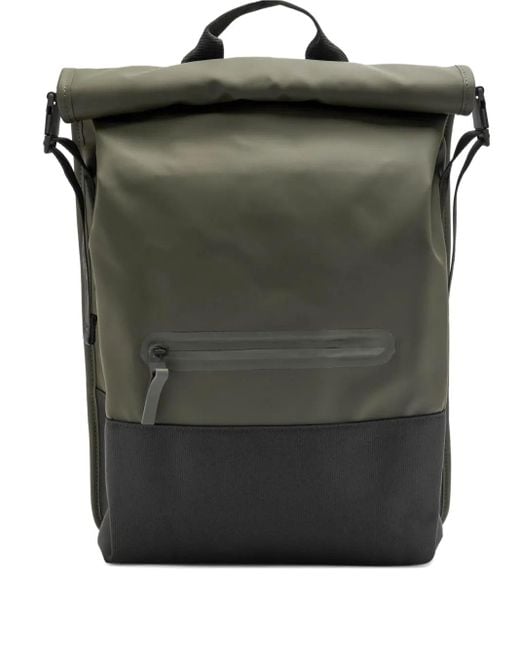 Rains Black Trail Rolltop Colour-Block Backpack for men