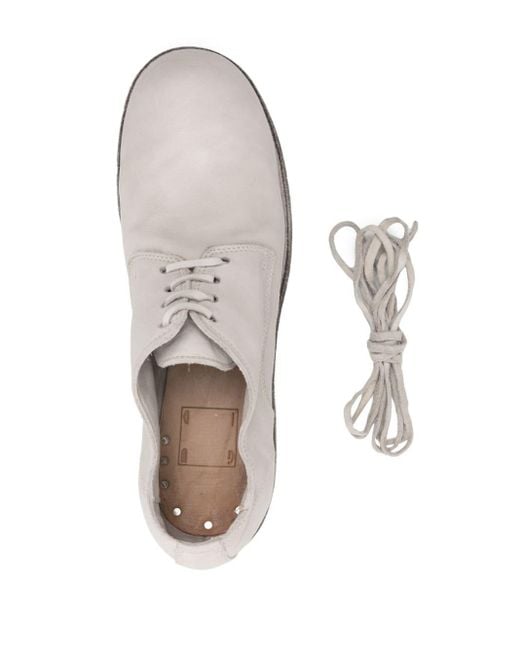Guidi White Lace-up Leather Derby Shoes