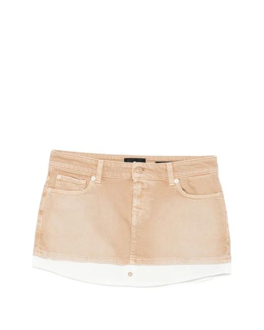 7 For All Mankind Natural Button-Fastening Mini Skirt