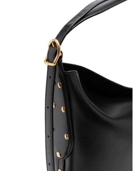 Black Bellport medium studded leather bucket bag, Polo Ralph Lauren