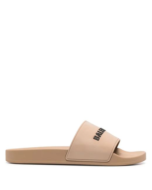 Balenciaga Natural Logo-Embossed Slides for men