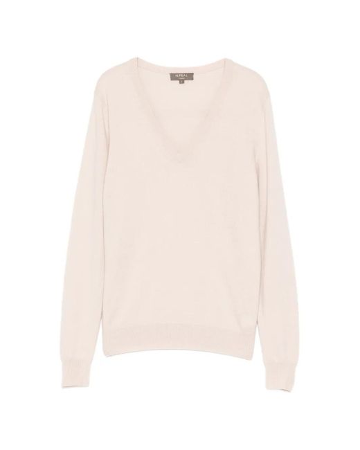 N.Peal Cashmere White Phoebe V-Neck Jumper