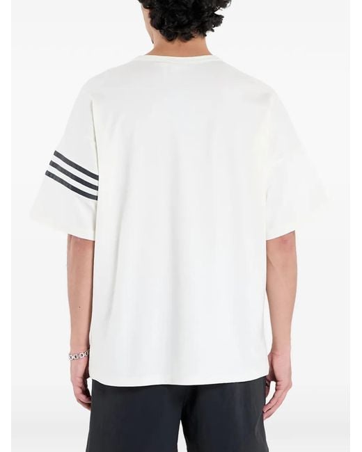 Adidas White Logo-Embroidery T-Shirt for men