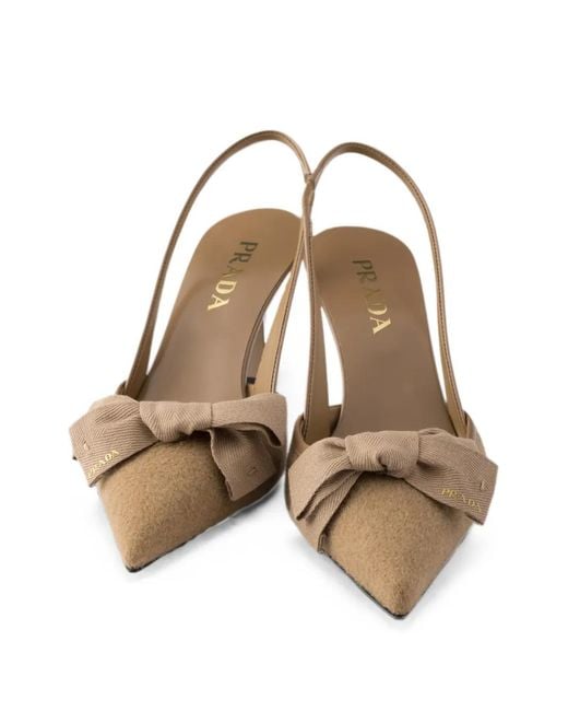 Prada Metallic Fabric Slingback Pumps