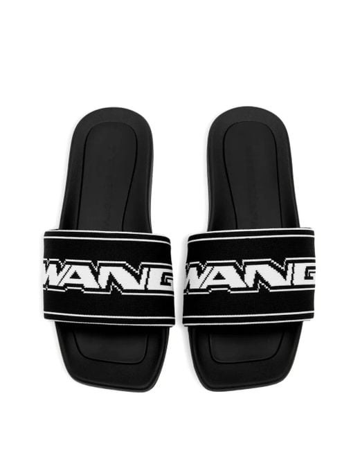 Alexander Wang Black Logo-Strap Slides