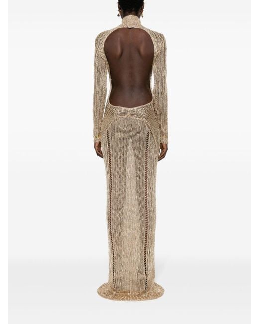 Tom Ford Natural Open-back Knitted Maxi Dress