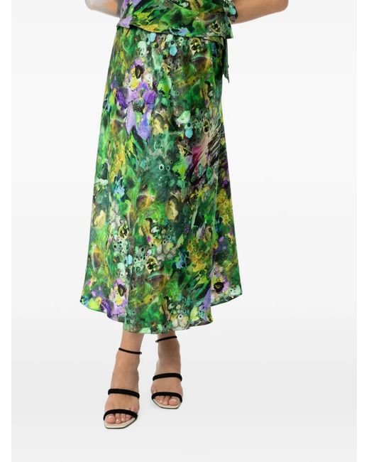 Peter Cohen Green Fuel Abstract-Print Midi Skirt