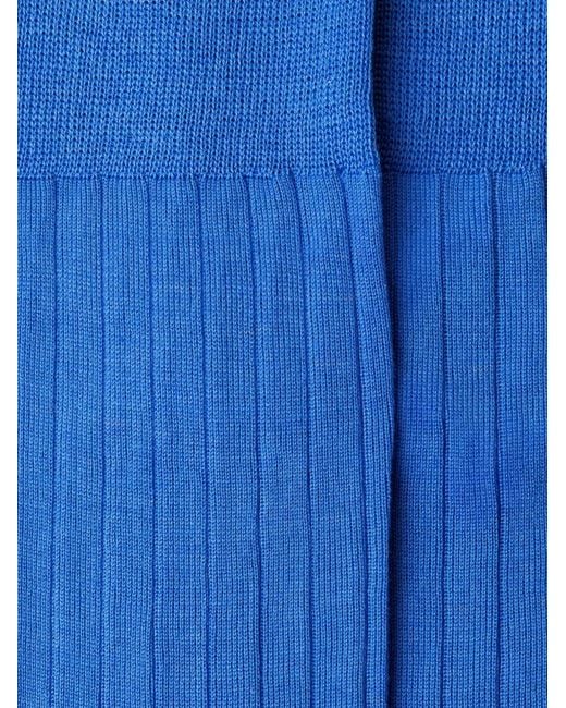Hackett Blue Ribbed-Knit Socks for men