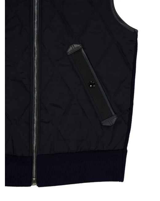 Tom Ford Gilet Met Diamantvormige Voering En Leren Afwerking in het Blue voor heren