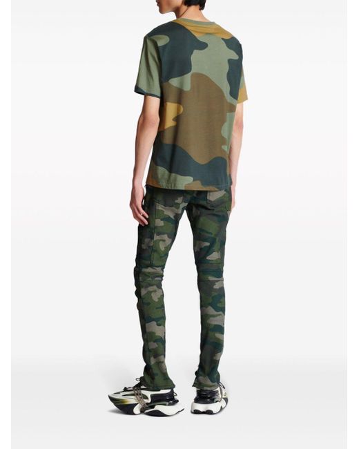 T-shirt con stampa camouflage di Balmain in Green da Uomo
