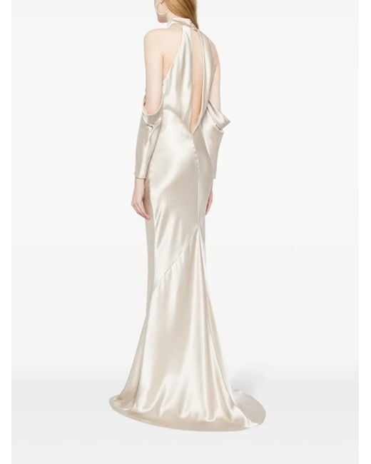 Vestido largo drapeado Michelle Mason de color Natural