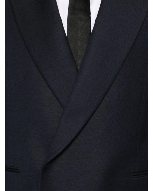 McQueen Blue Tailored Peak Lapels Blazer for men