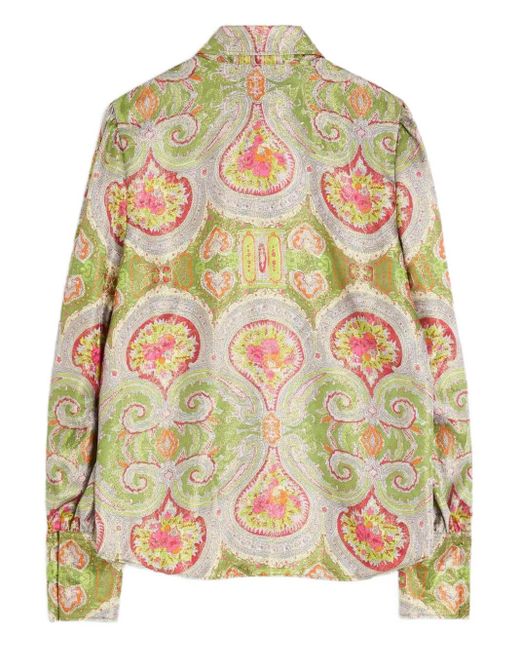 Valentino Garavani Green Paisley-Print Button-Up Shirt
