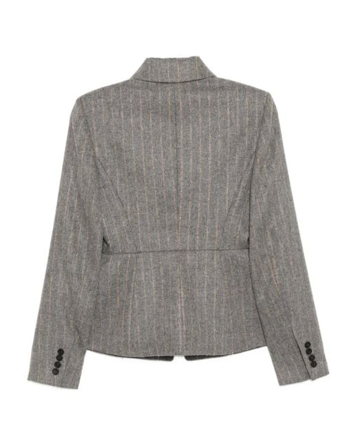 Erdem Gray Striped Single-Breasted Blazer