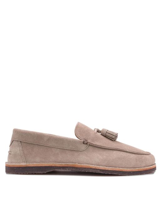Brunello Cucinelli Pink Tassel-Detail Suede Loafers for men